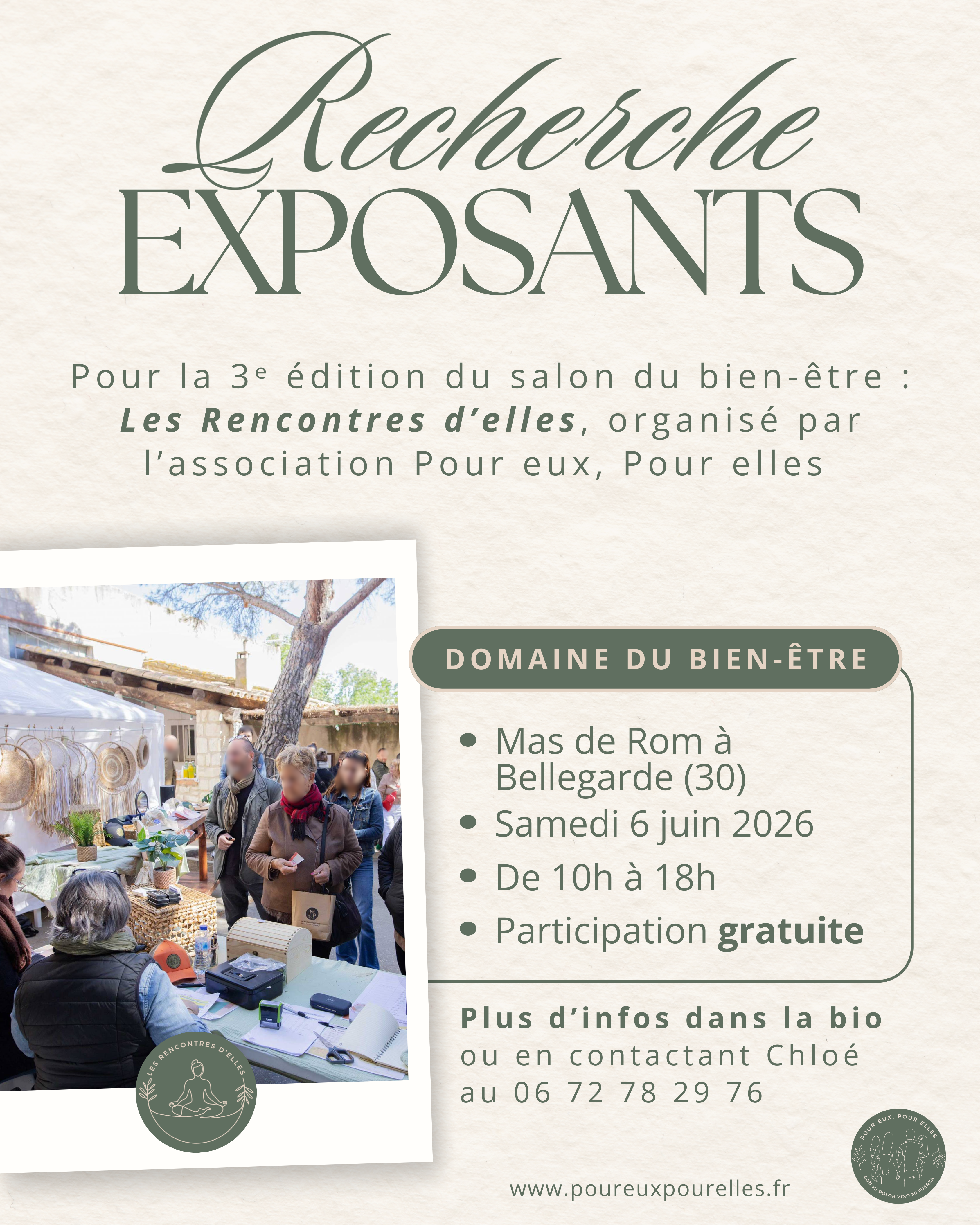 Recherche exposants du bien être pour salon Les rencontres d'elles" à Bellegarde